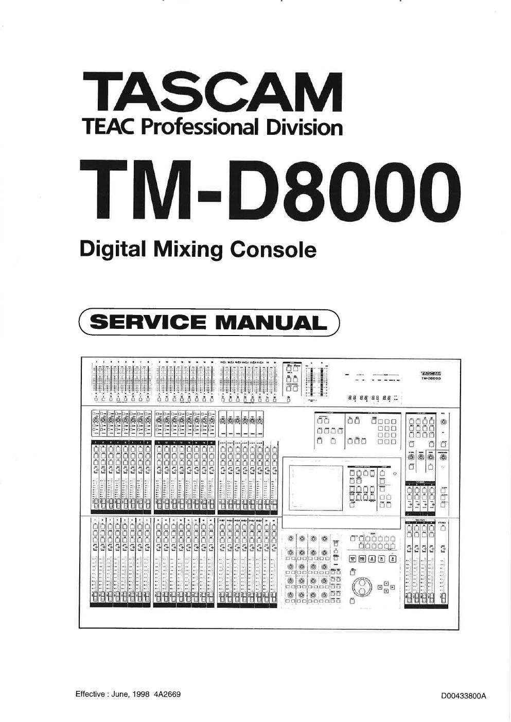 Tascam TM D8000 Digital Mixer Service Manual