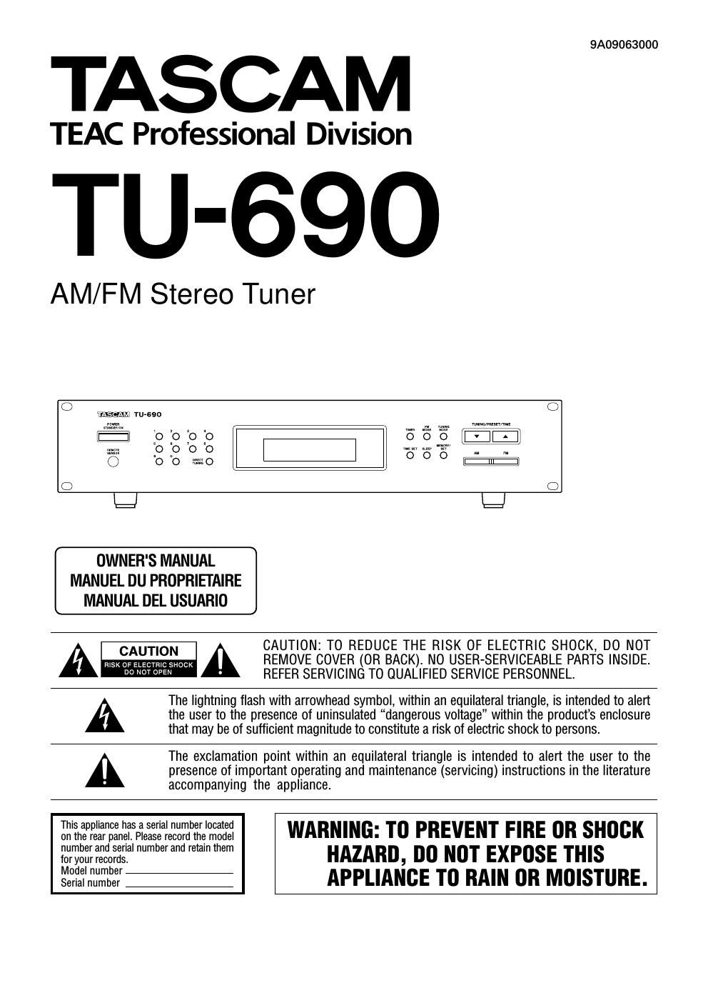 Tascam TU 690 Owners Manual