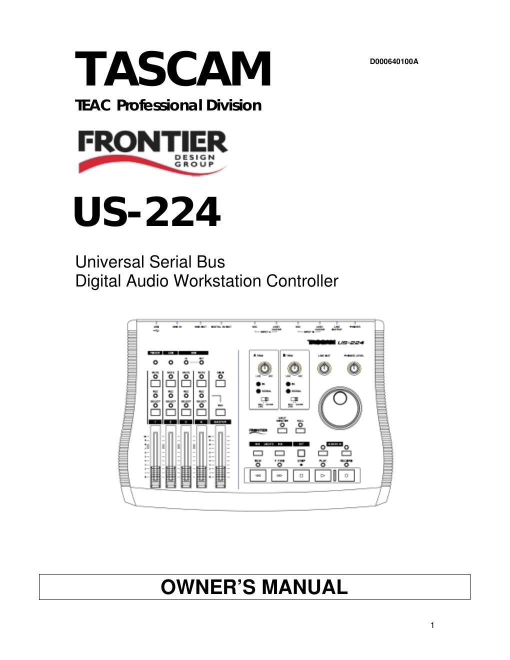Tascam US 224 Owners Manual