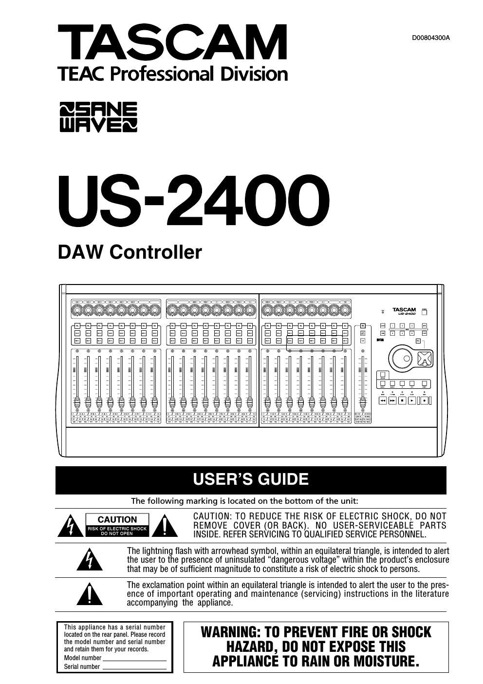 Tascam US 2400 Owners Manual