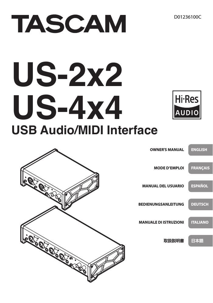 Tascam US 2x2 4x4 Owners Manual