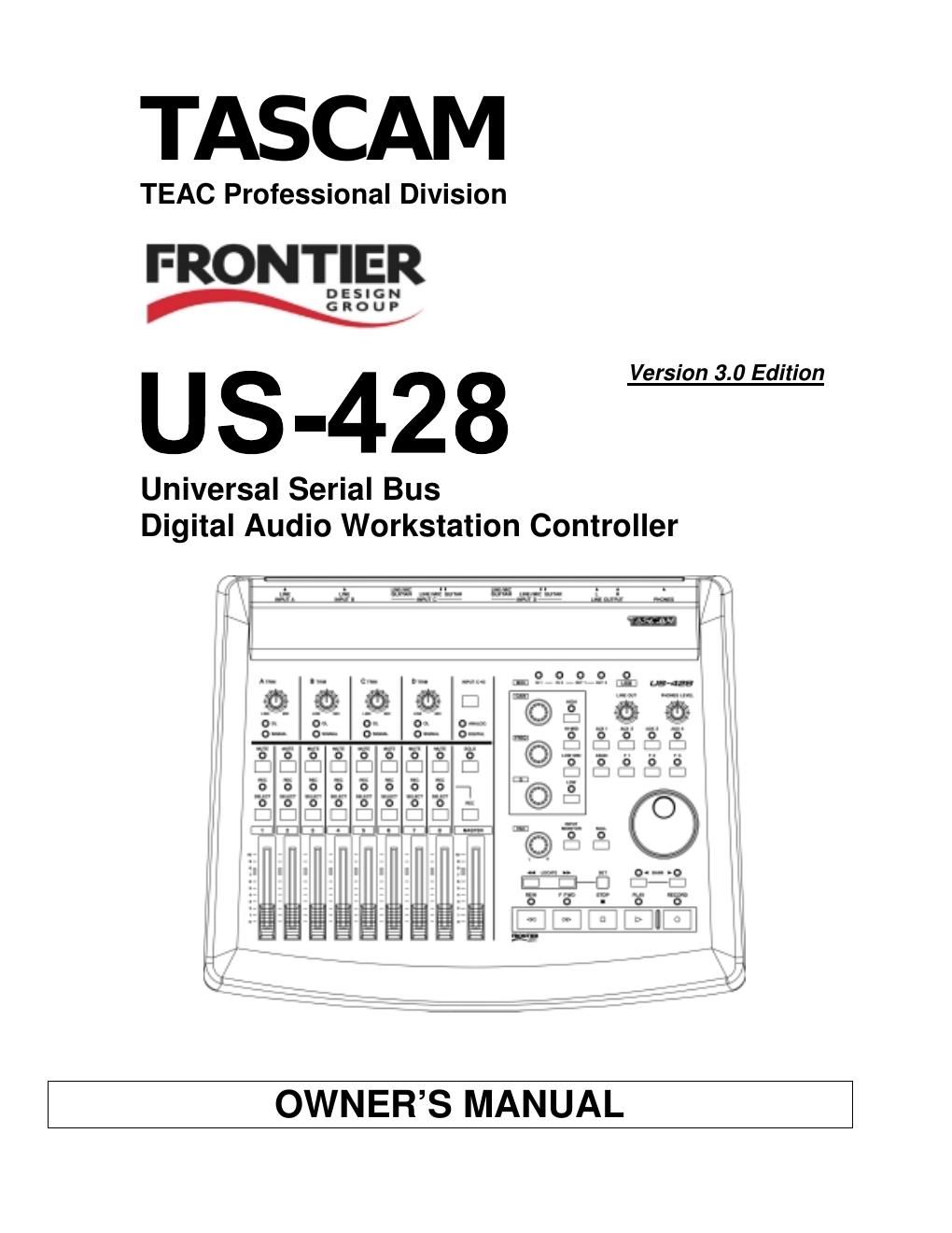 Tascam US 428 Owners Manual