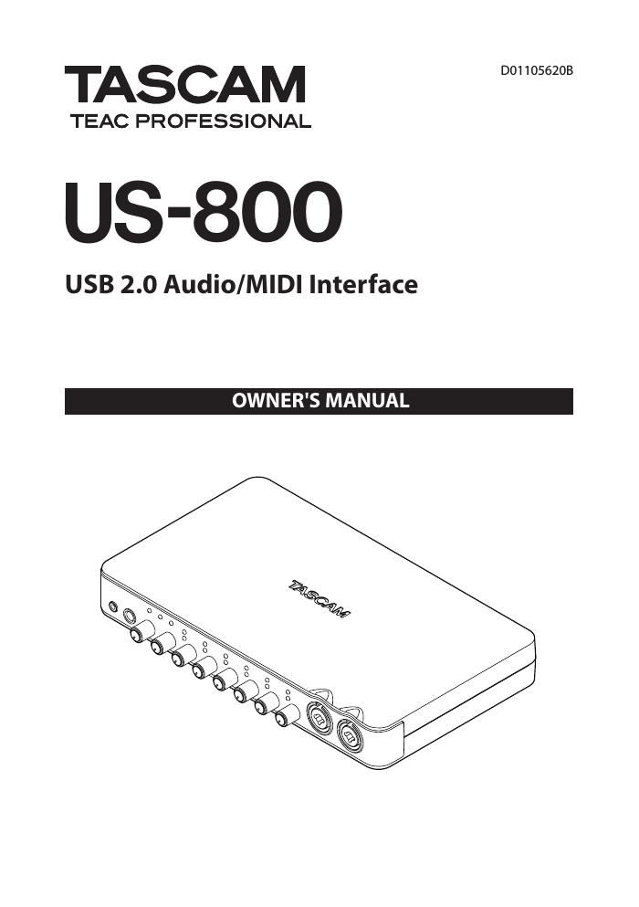 Tascam US 800 Owners Manual