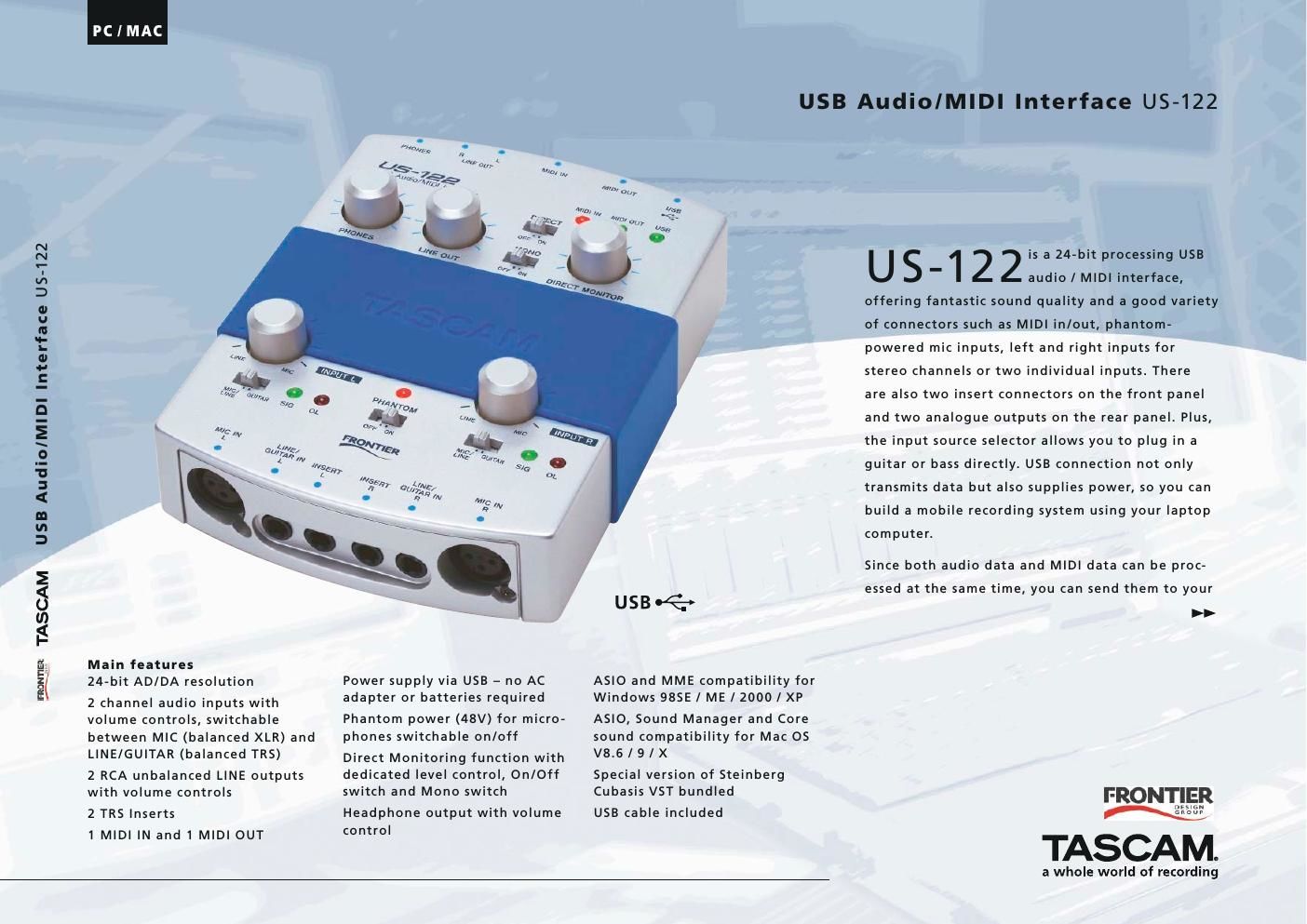 tascam us 122 brochure