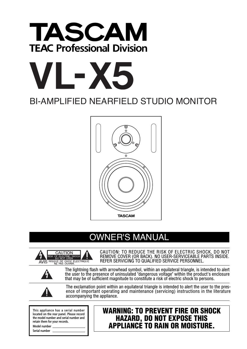 Tascam VL X5 Owners Manual