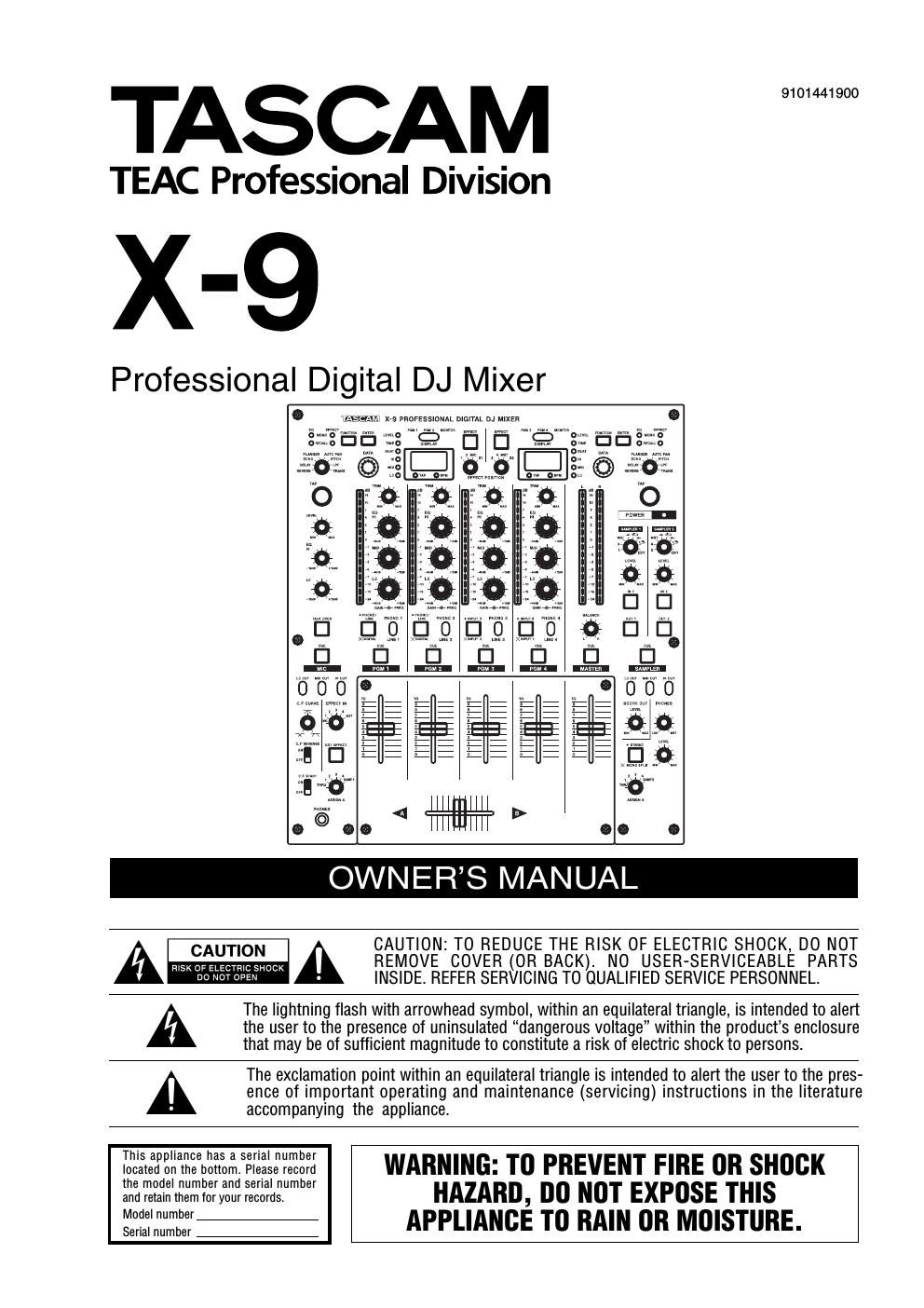 Tascam X 9 Owners Manual