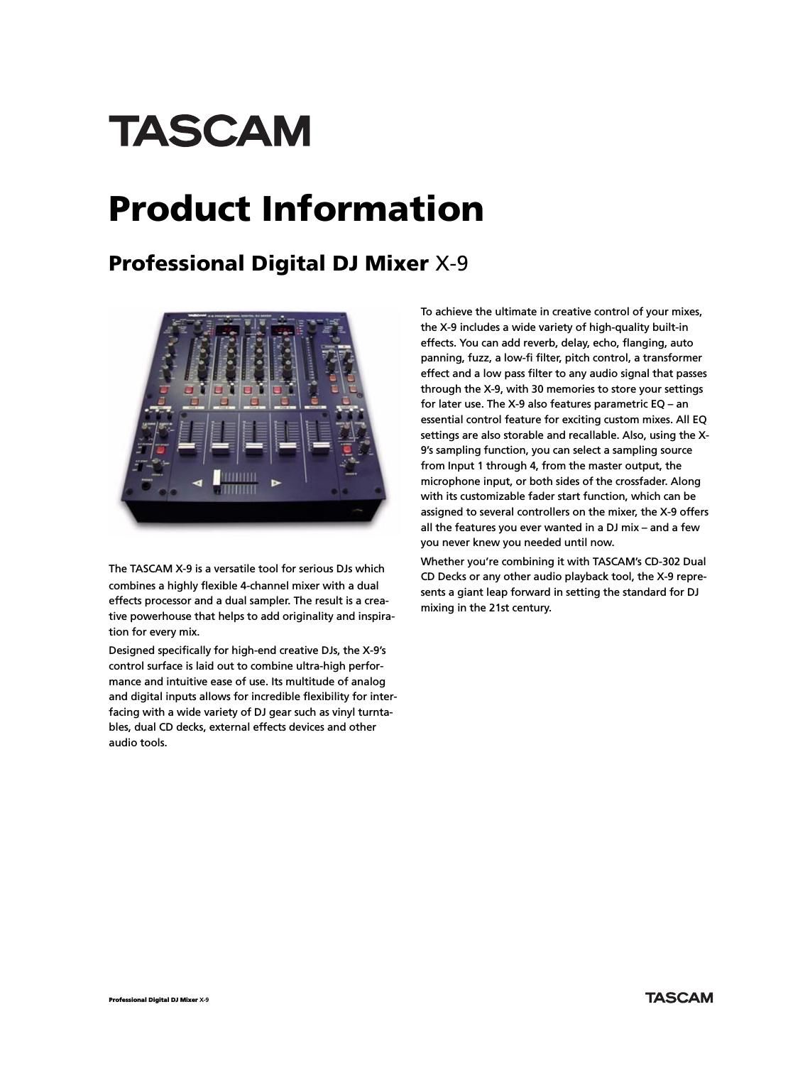 tascam x 9 brochure