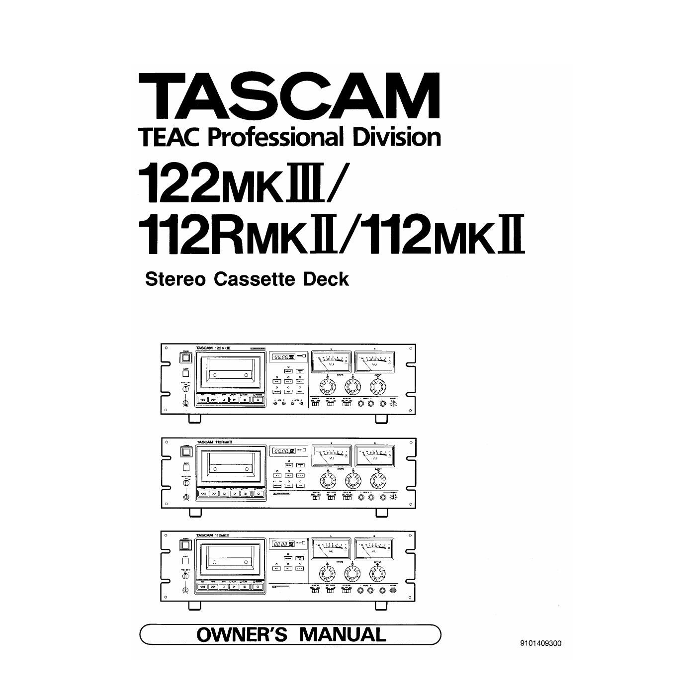 Tascam 112 Mk2 112R Mk2 122 Mk3 Owners Manual