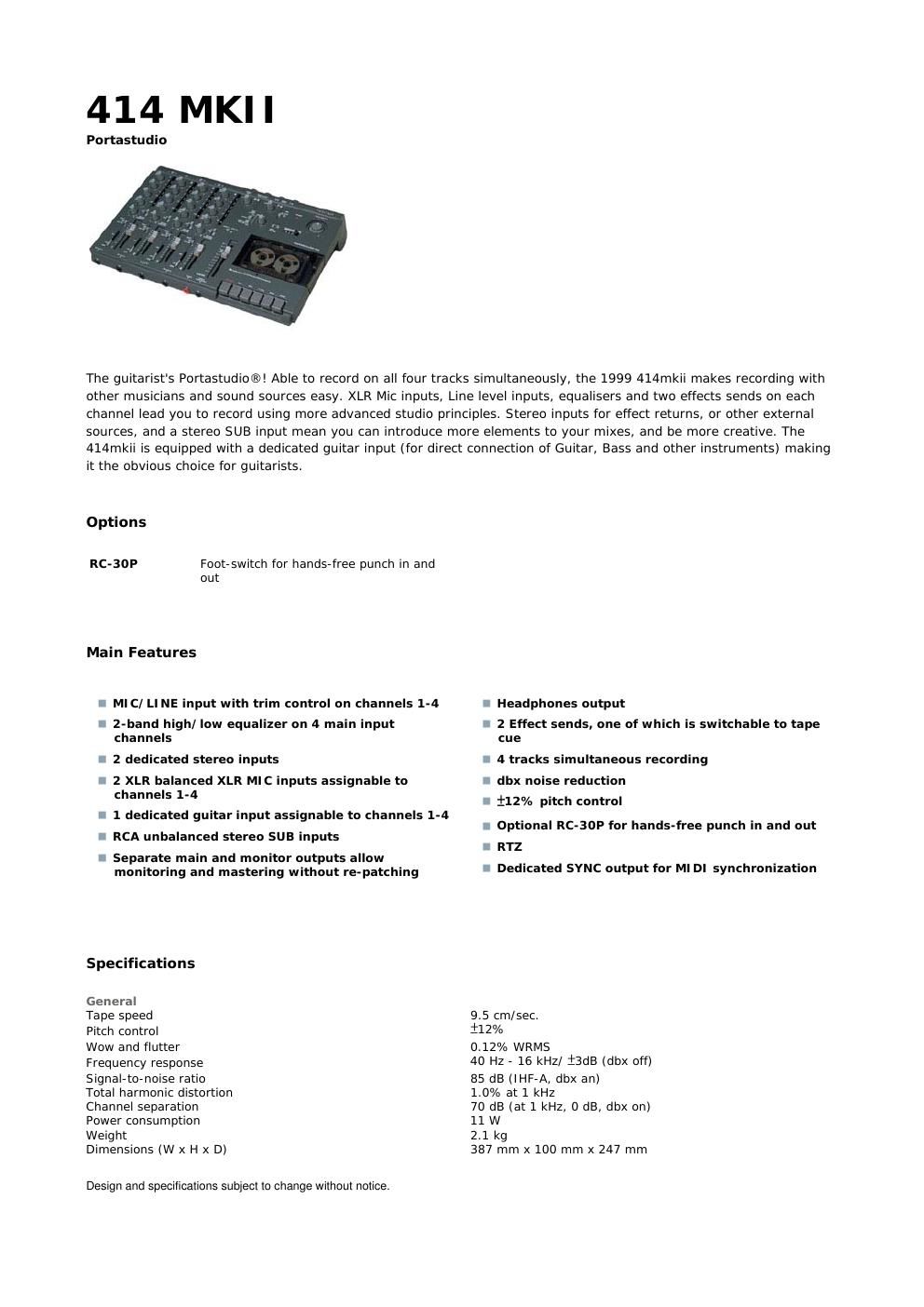 tascam 414 mk2 brochure