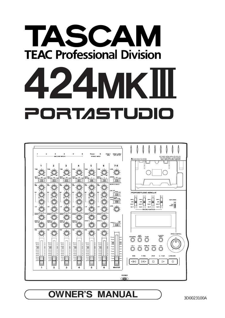 Tascam 424 Mk3 Owners Manual