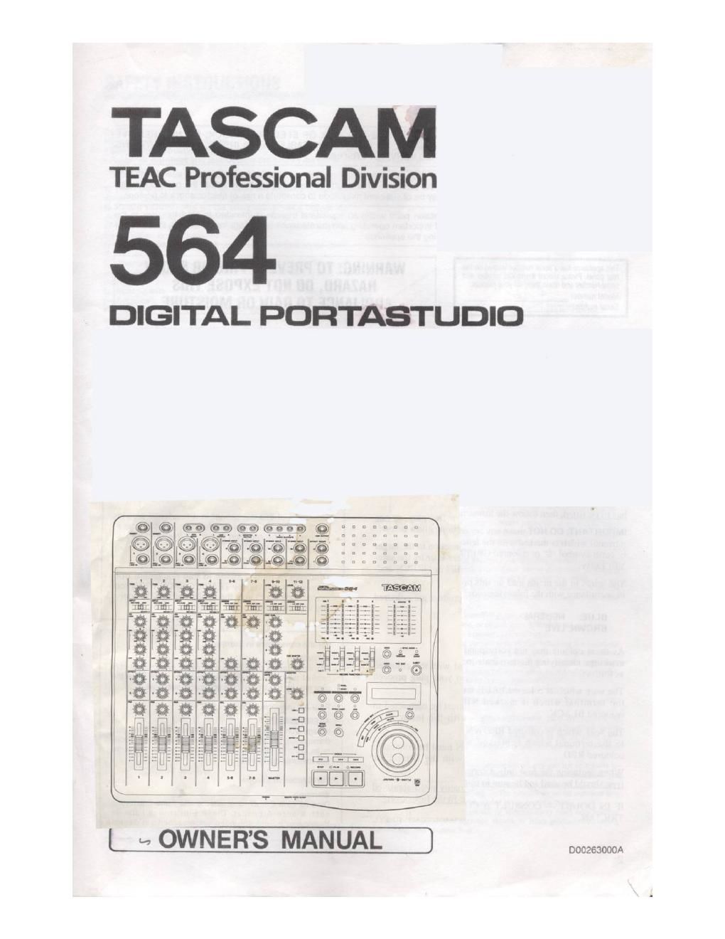 tascam 564 portastudio owners manual