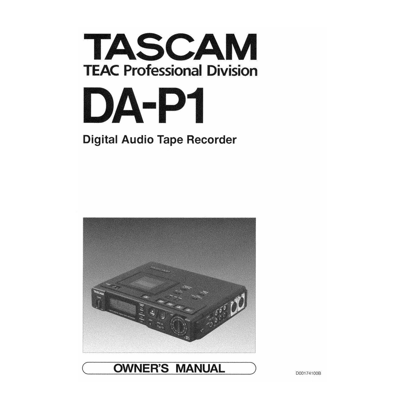 Tascam DA P1 Owners Manual