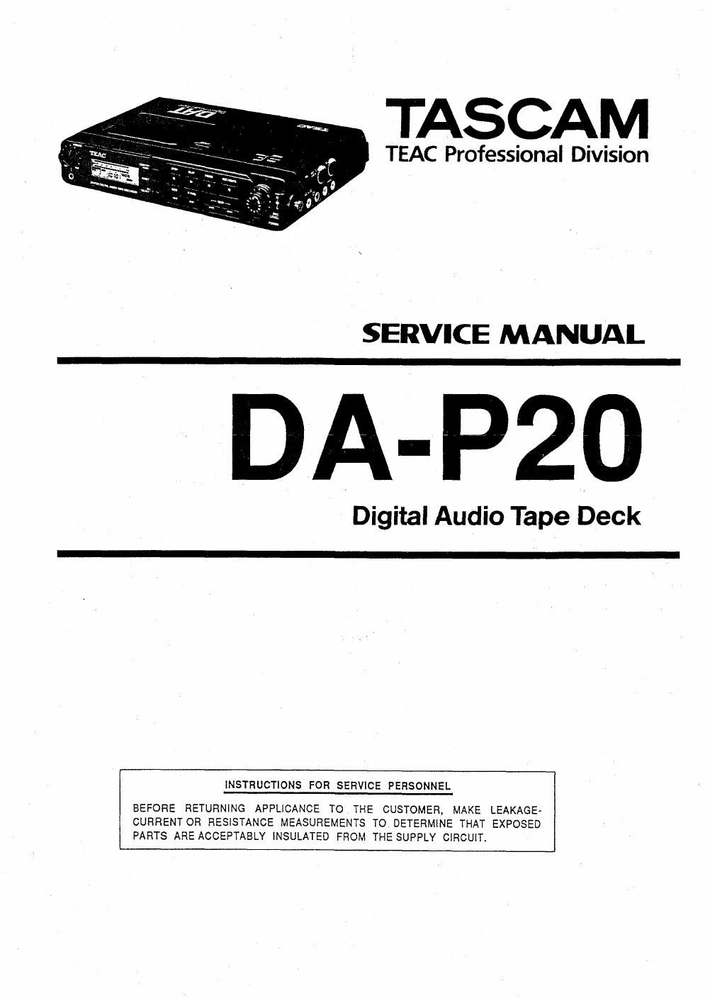 Tascam DA P20 Service Manual