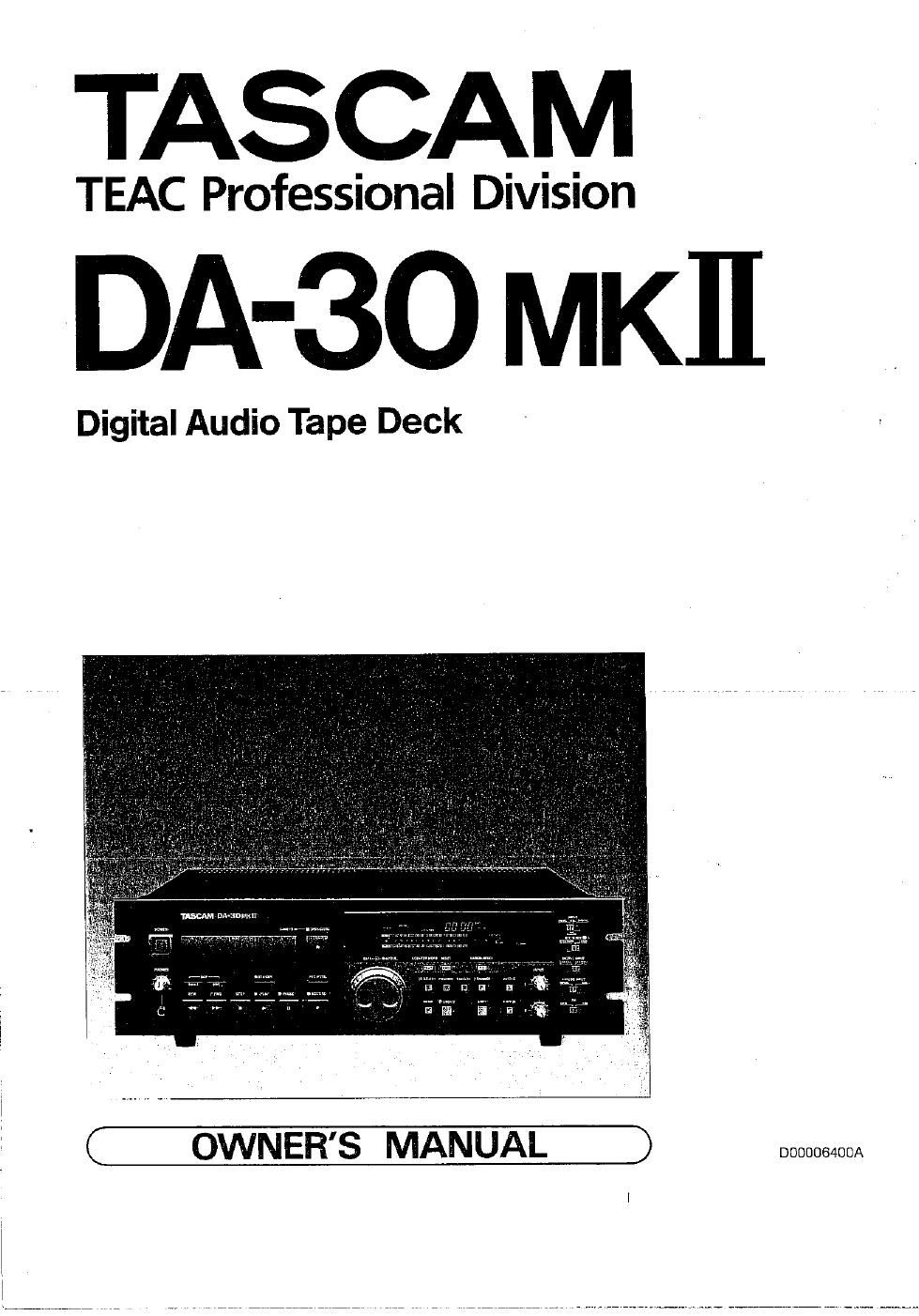 tascam da 30 mk2 owners manual