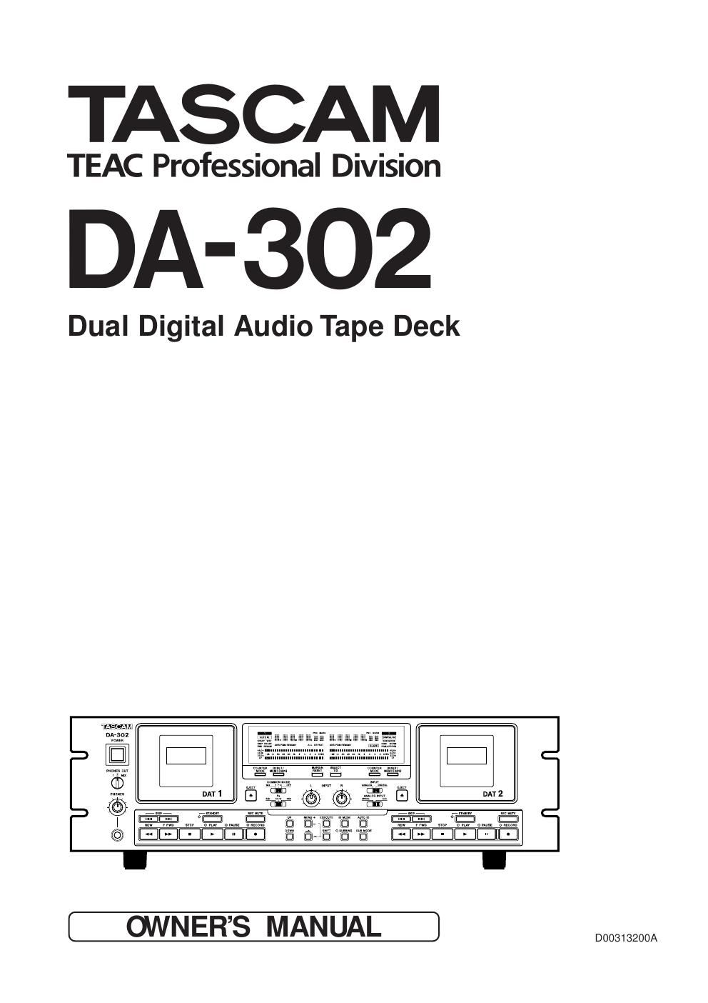 tascam da 302 owners manual