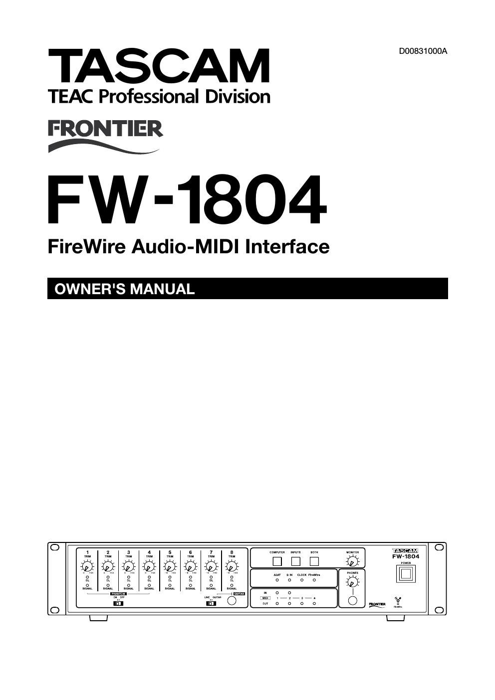 tascam fw 1084 owners manual