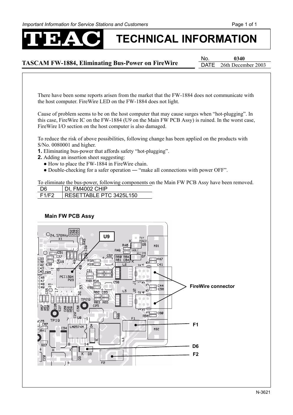 tascam fw 1884 service manual