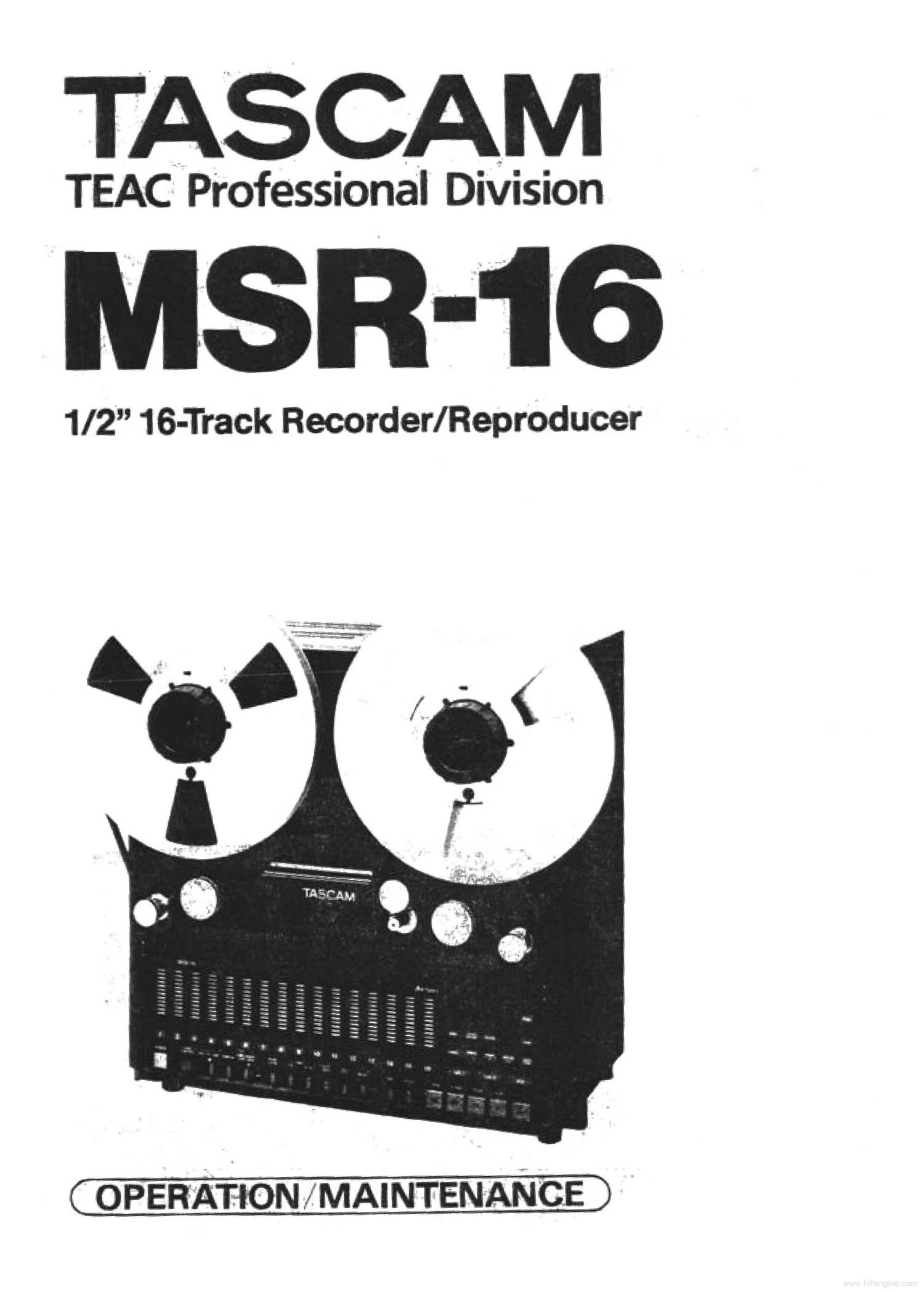 Tascam MSR 16 Operating Service Manual