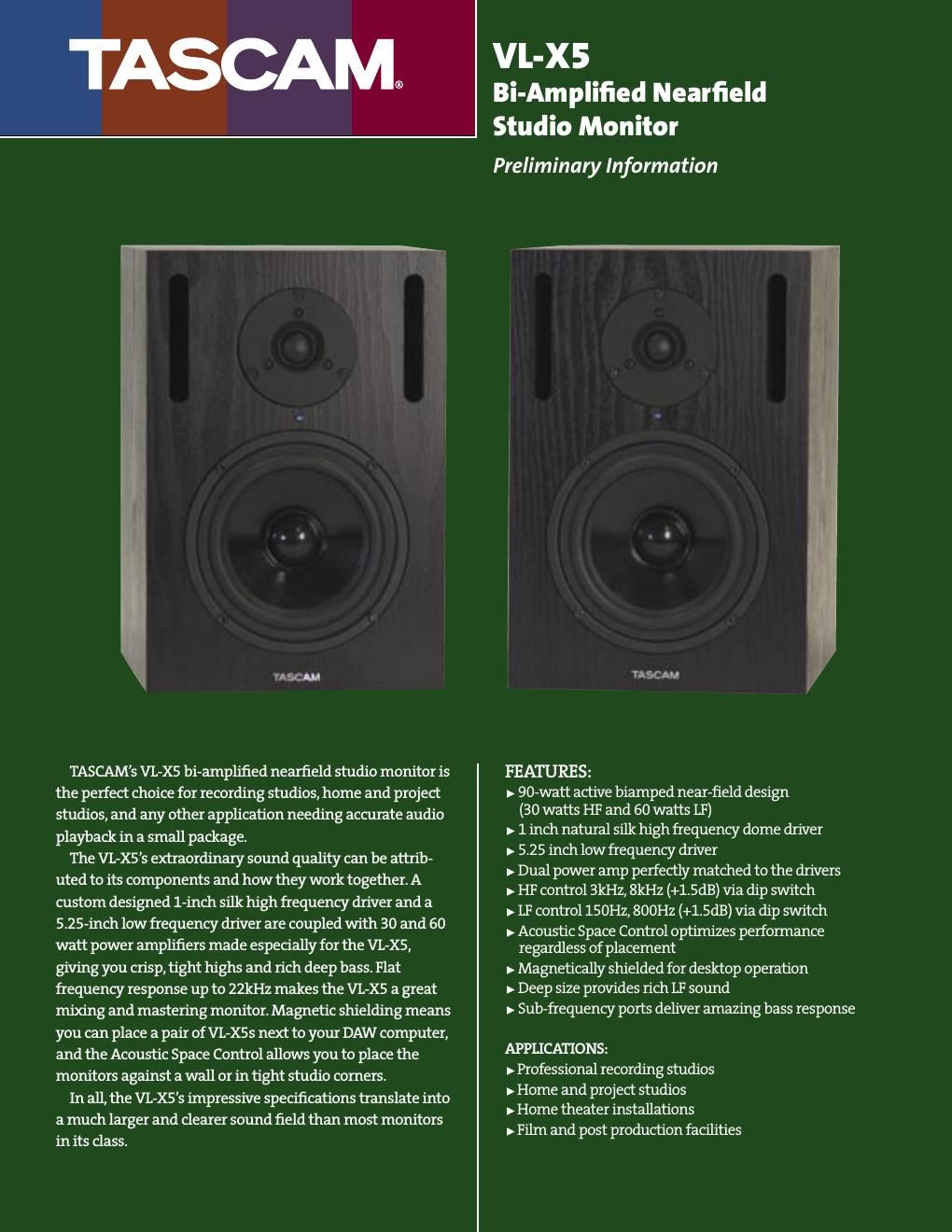 tascam vlx 5 brochure