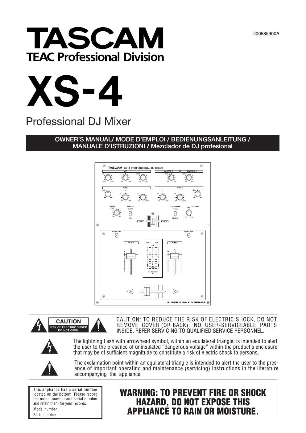 tascam xs 4 owners manual