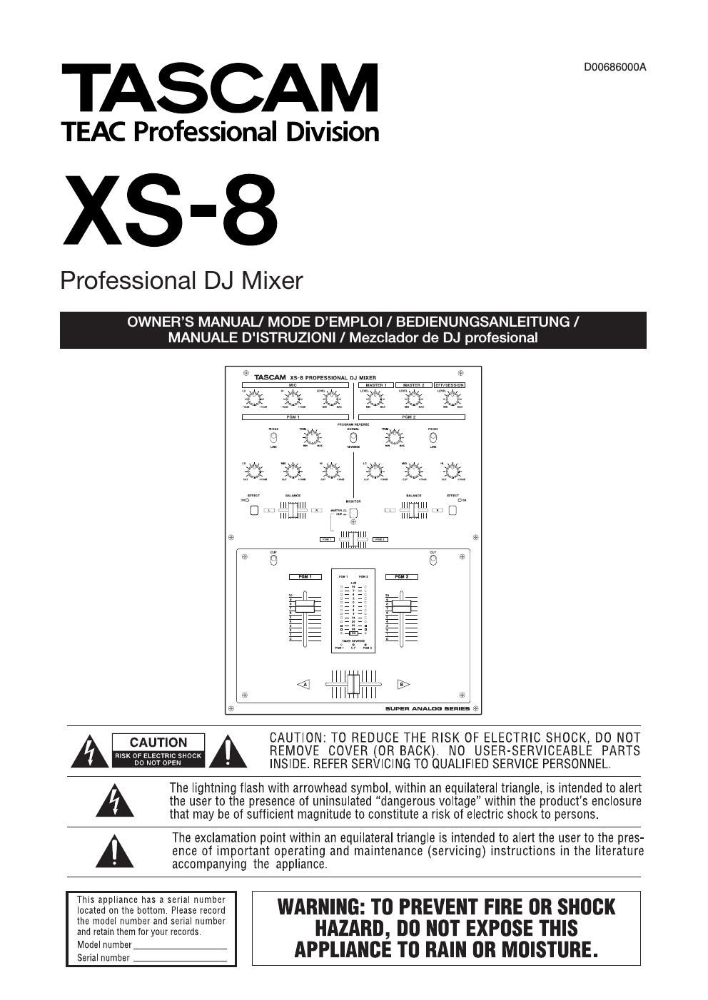 tascam xs 8 owners manual