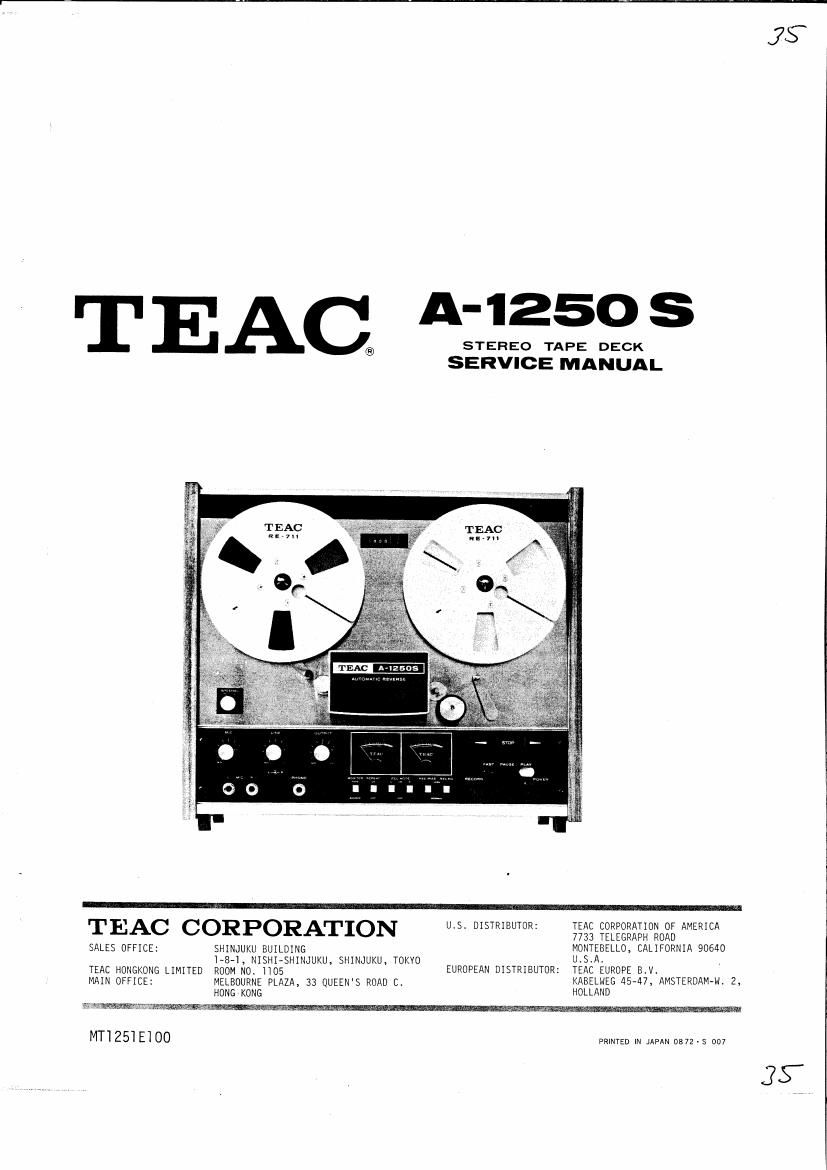 Teac A 1250 S Service Manual