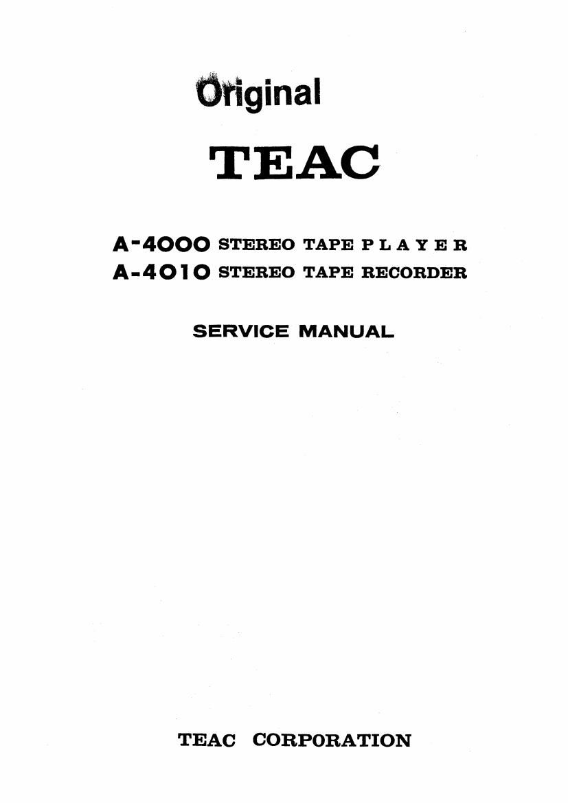 Teac A 4000 A 4010 Service Manual