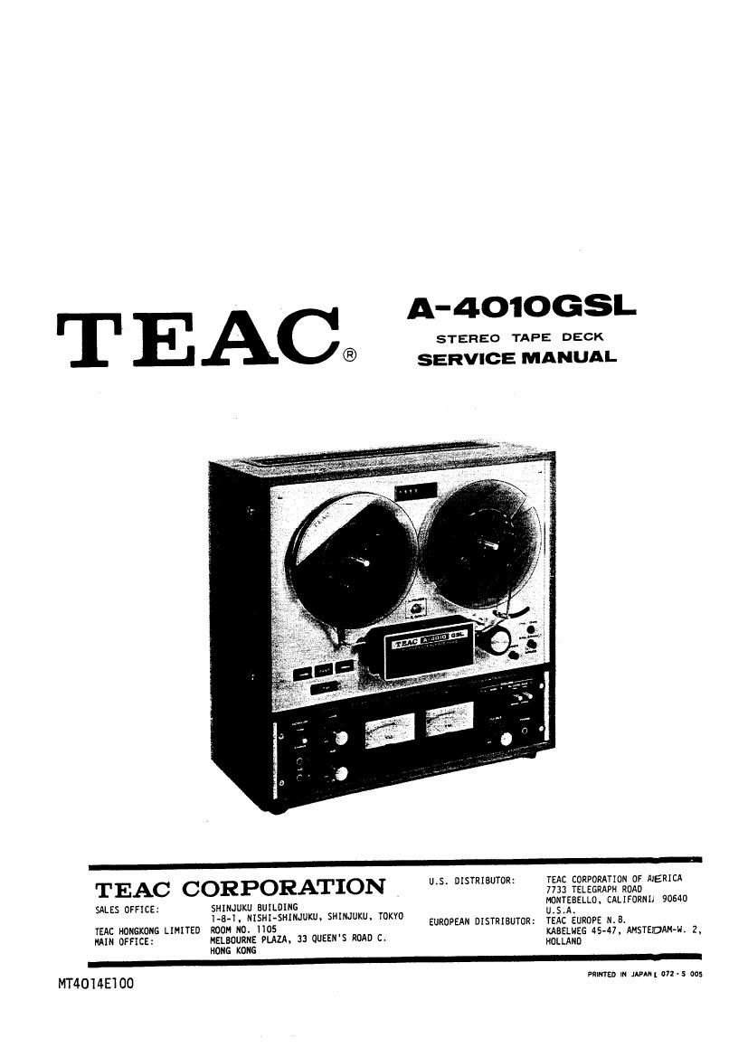 Teac A 4010 GSL Service Manual