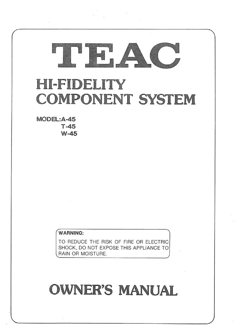 Teac A 45 Owners Manual