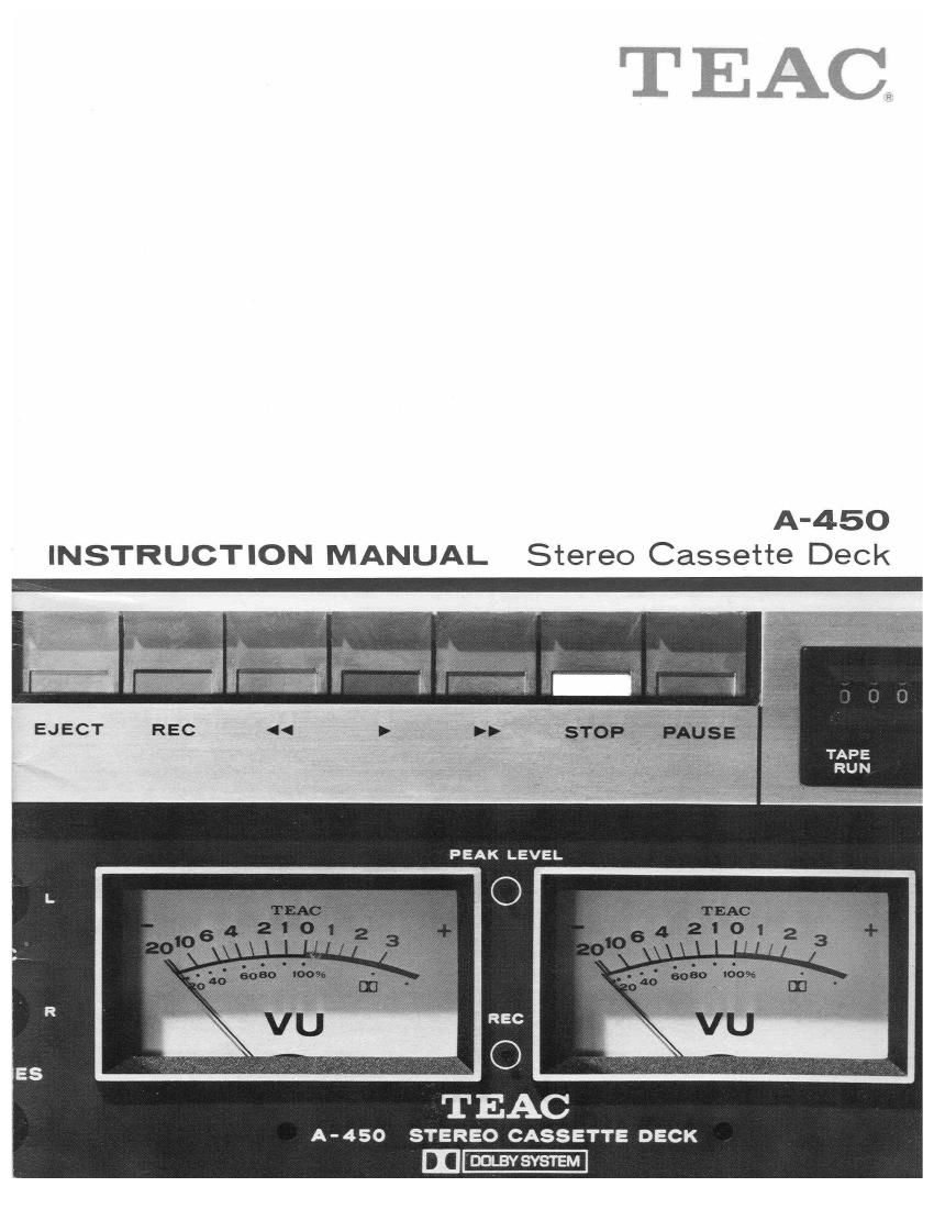 Teac A 450 Owners Manual
