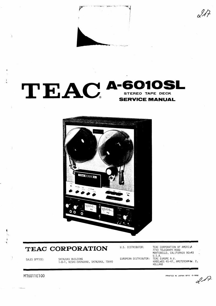 Teac A 6010 SL Service Manual