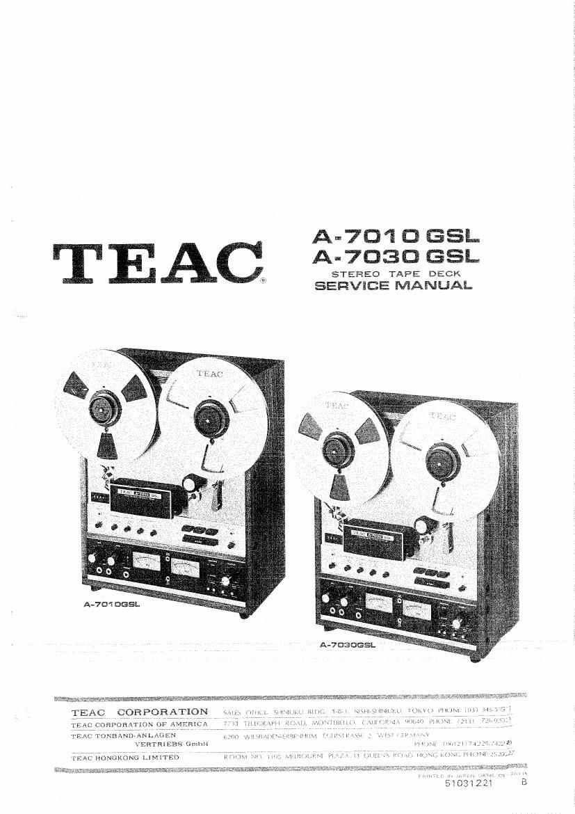 Teac A 7010 GSL 7030 GSL Service Manual