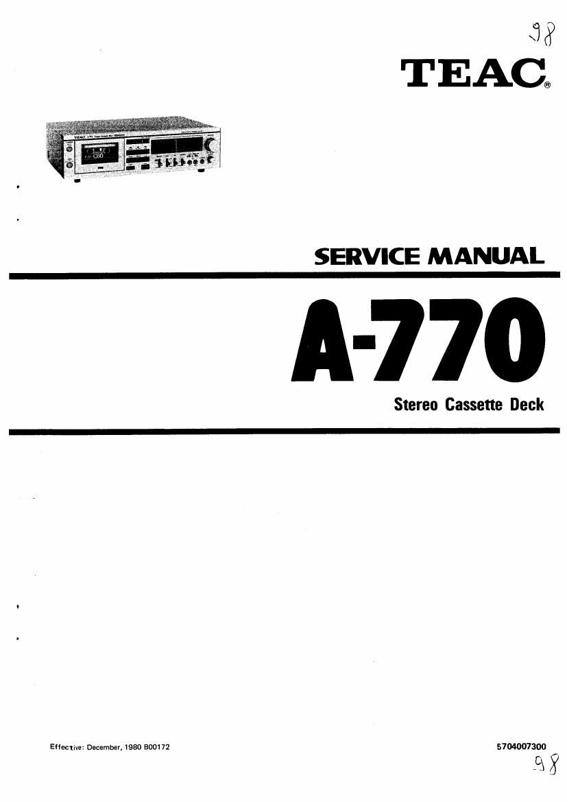 Teac A 770 Service Manual