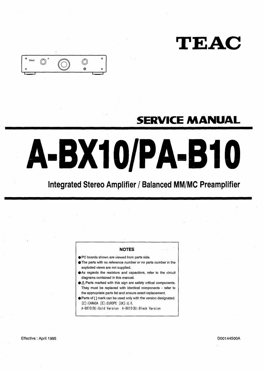 Teac A BX10 PA B10 Service Manual