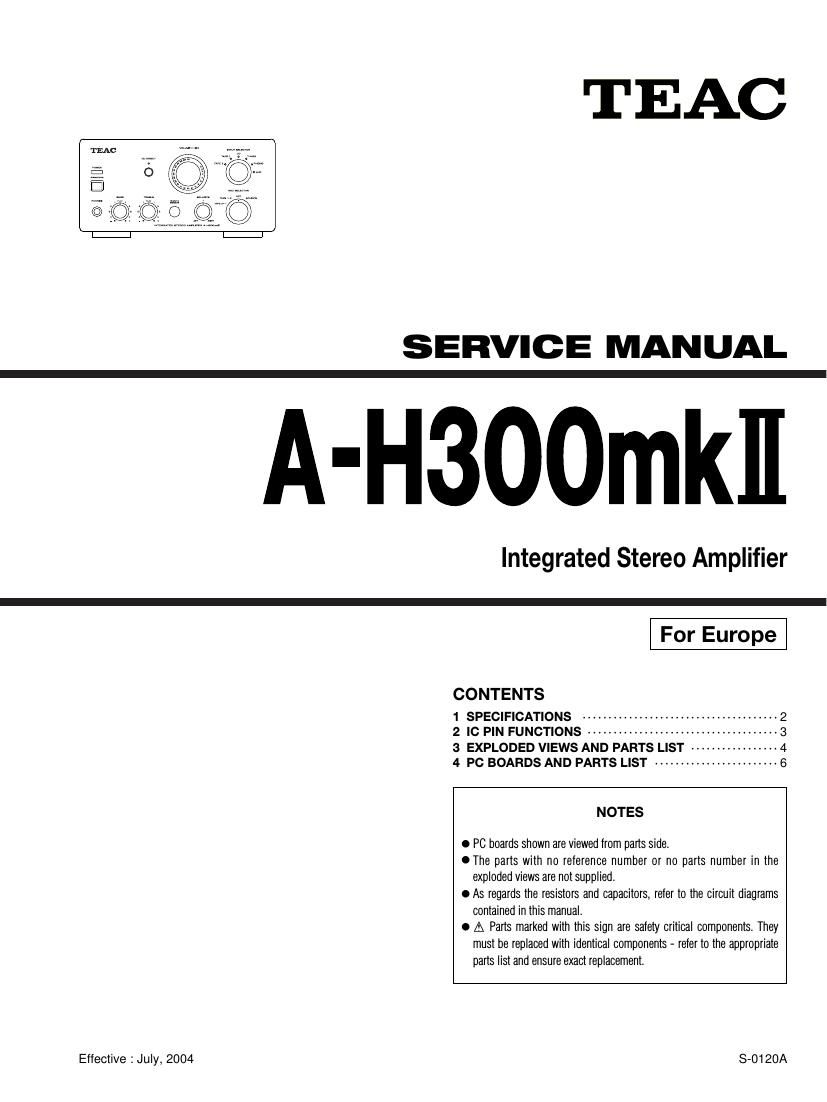 Teac A H300 MK II Service Manual