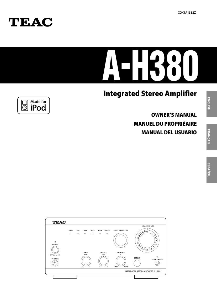 Teac A H380 Owners Manual