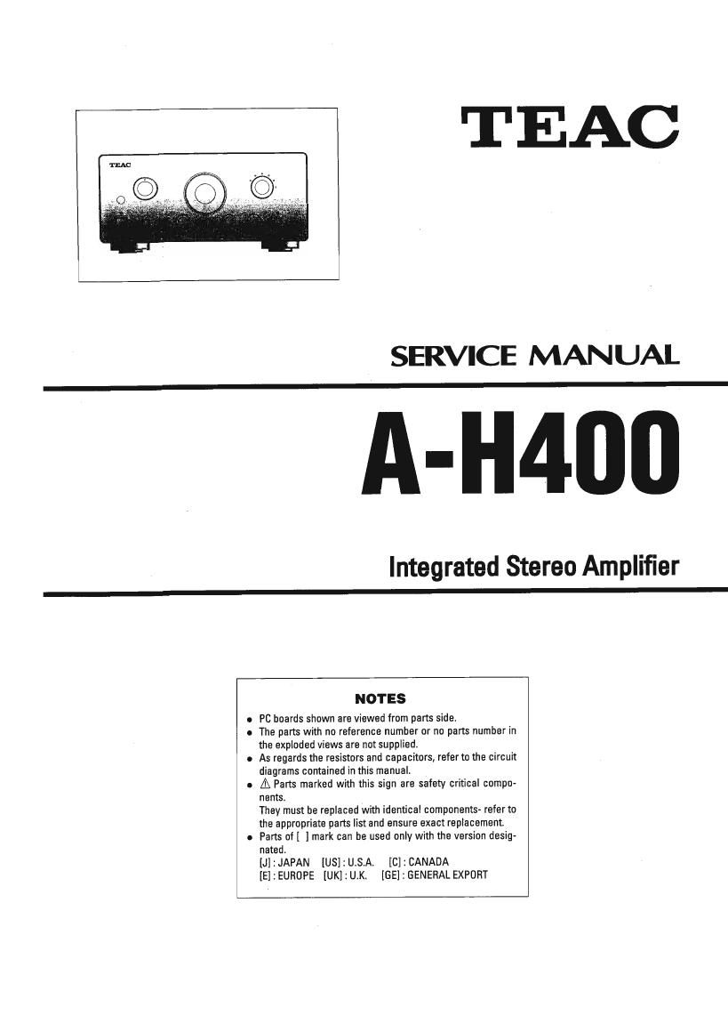 Teac A H400 Service Manual