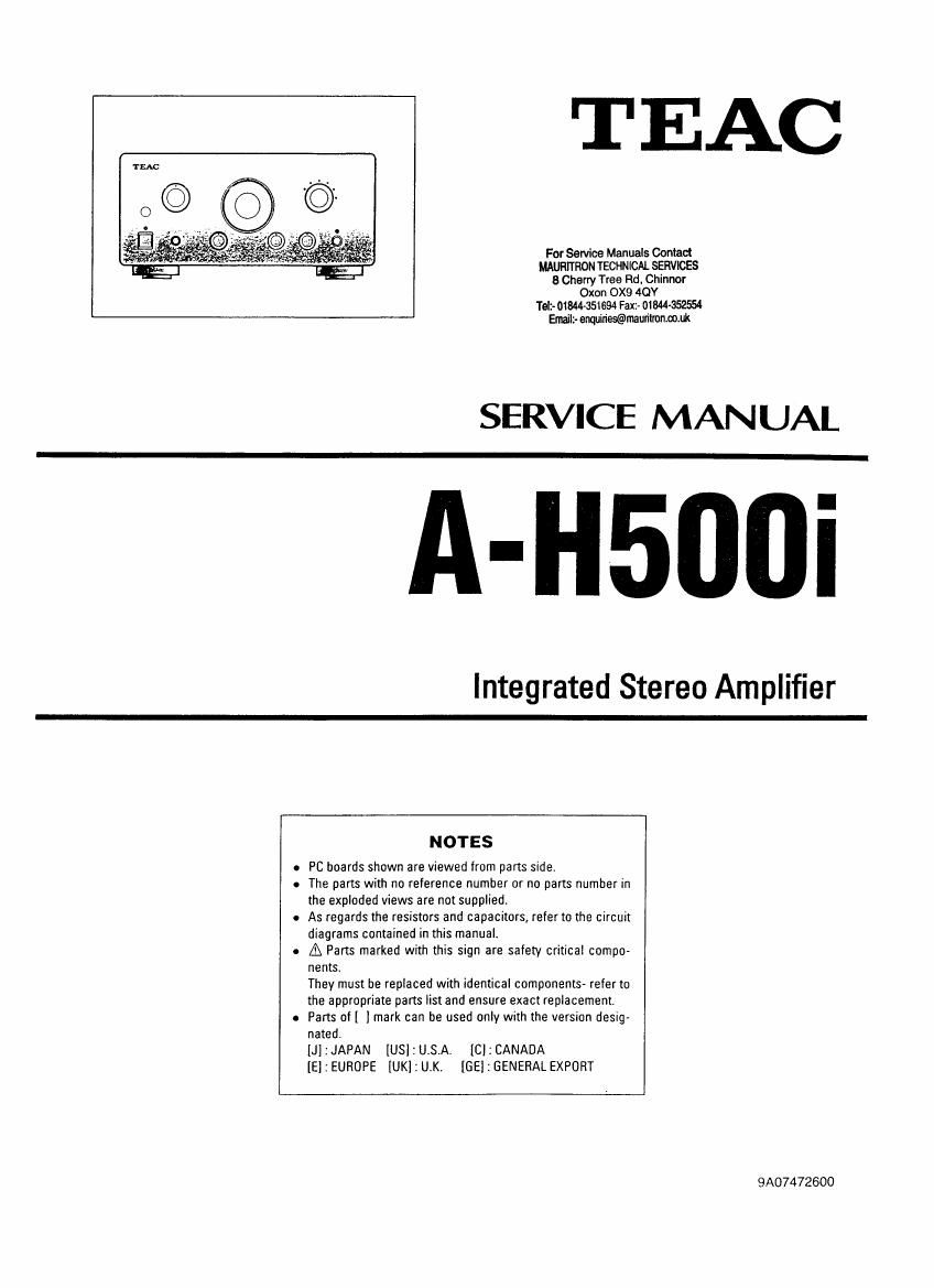 Teac A H500i Service Manual