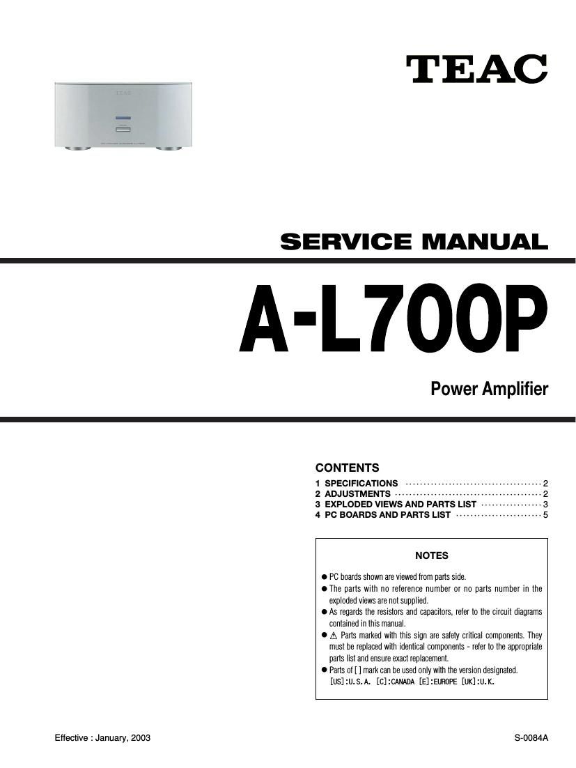 Teac A L700 P Service Manual