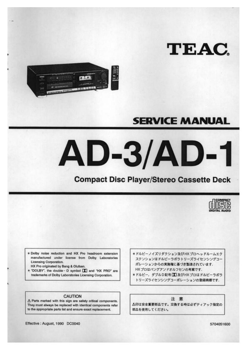 Teac AD 1 AD 3 Service Manual