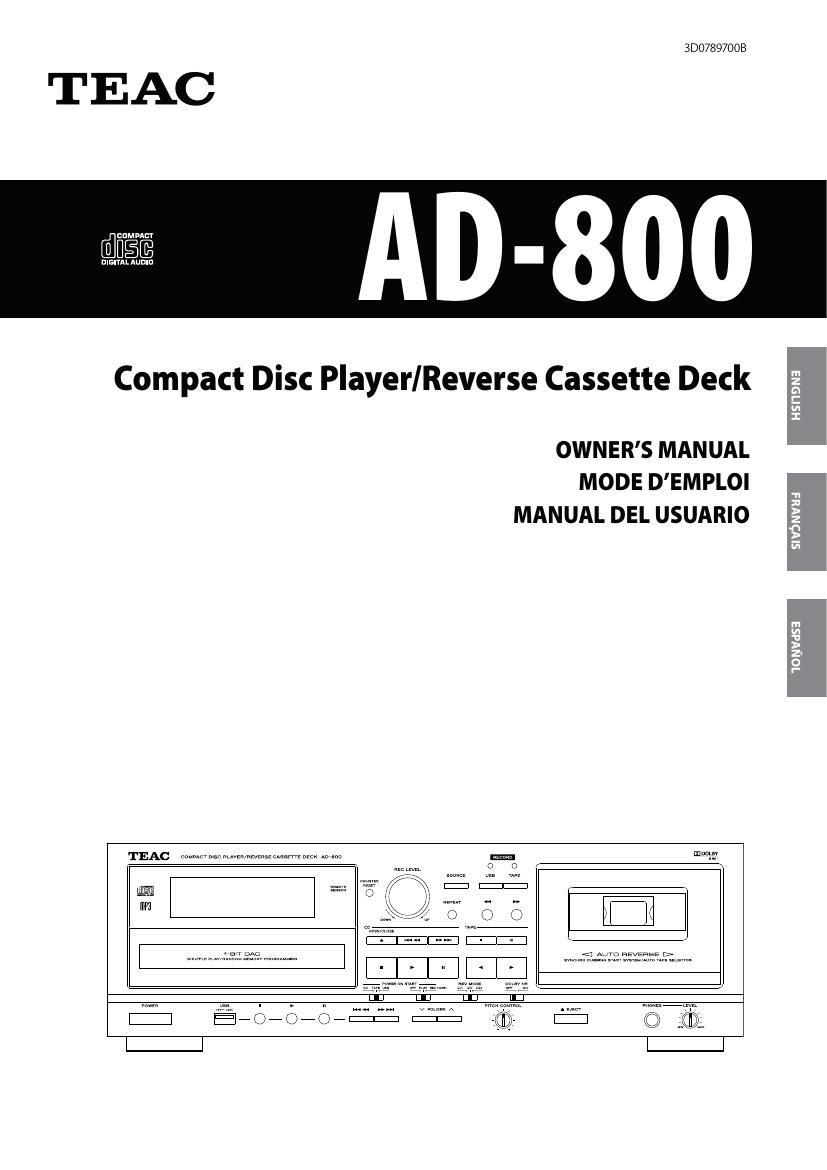 Teac AD 800 Owners Manual