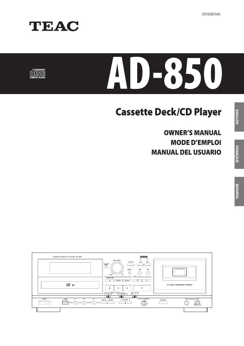 Teac AD 850 Owners Manual