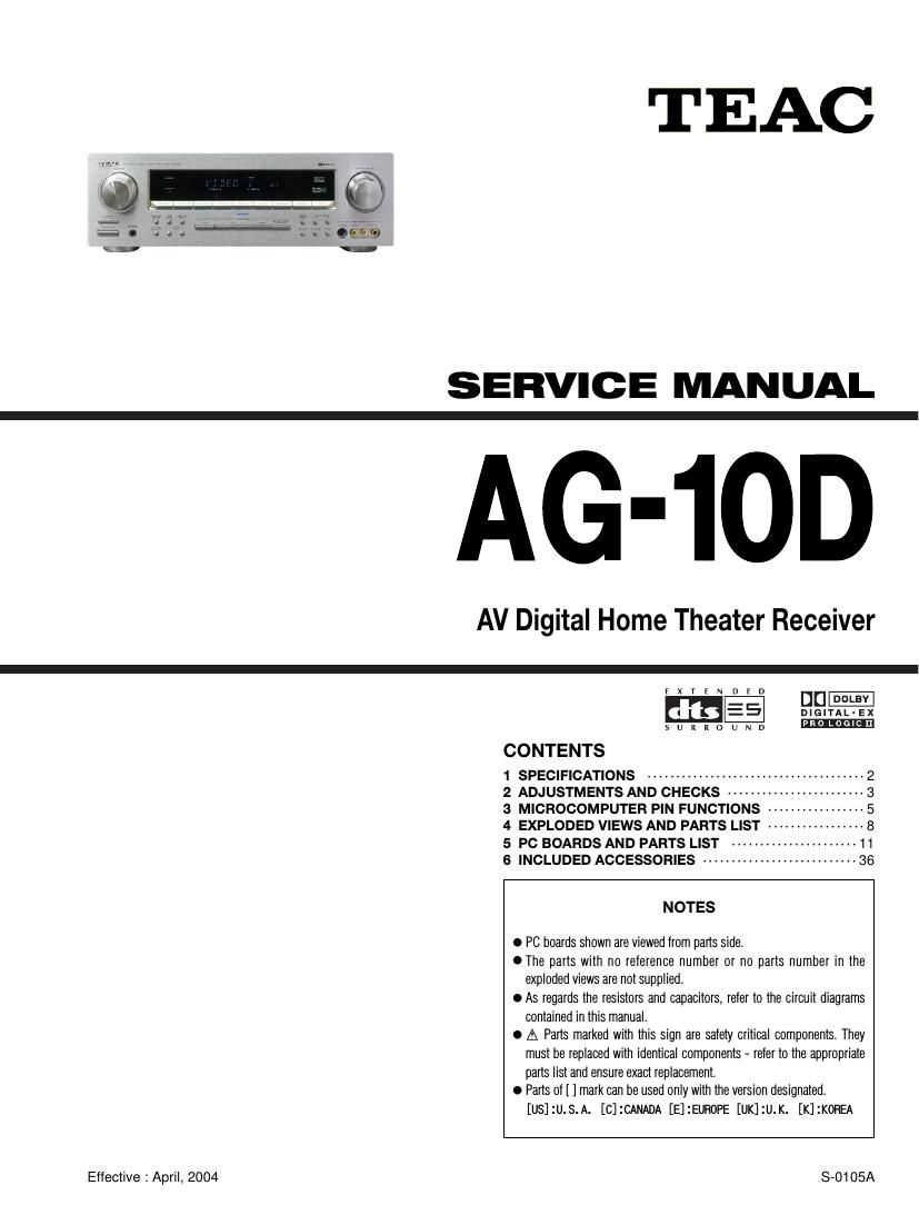 Teac AG 10 D Service Manual