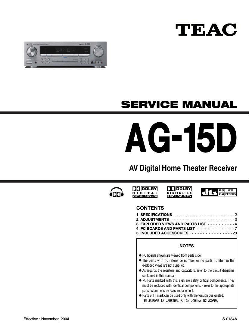 Teac AG 15 D Service Manual