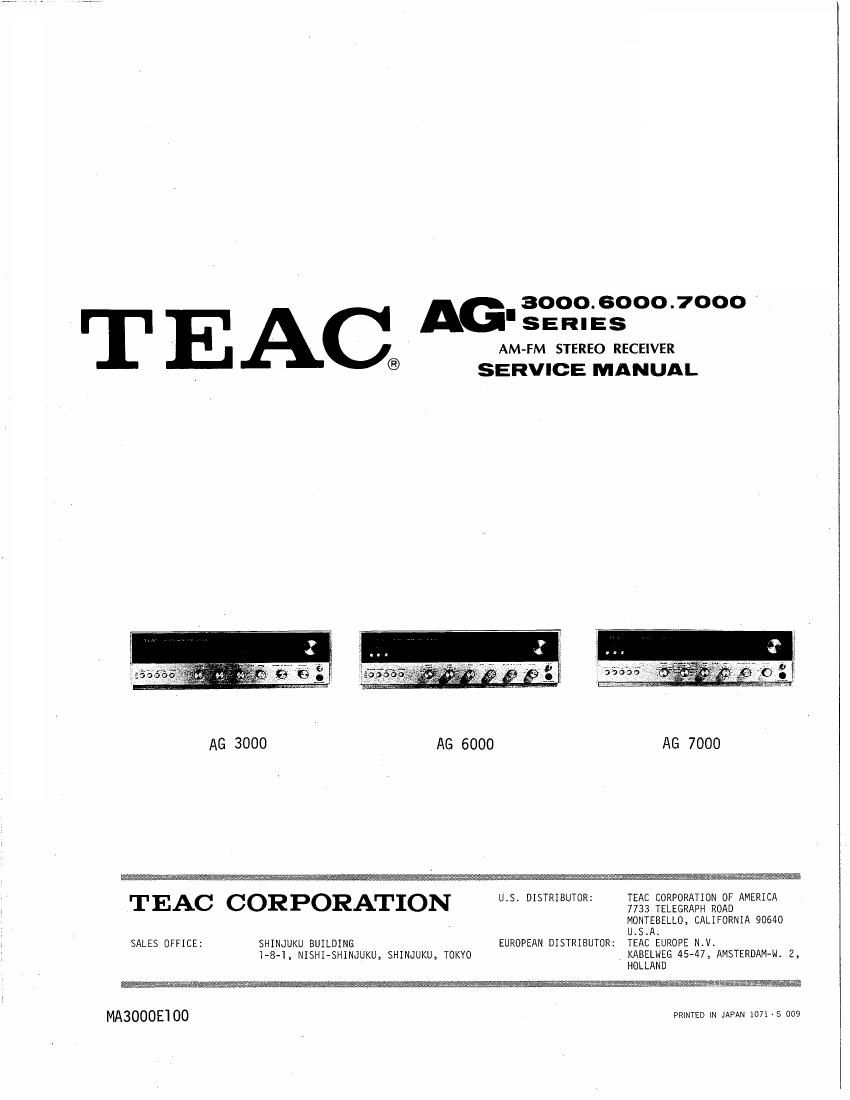 Teac AG 3000 AG 6000 AG 7000 Service Manual