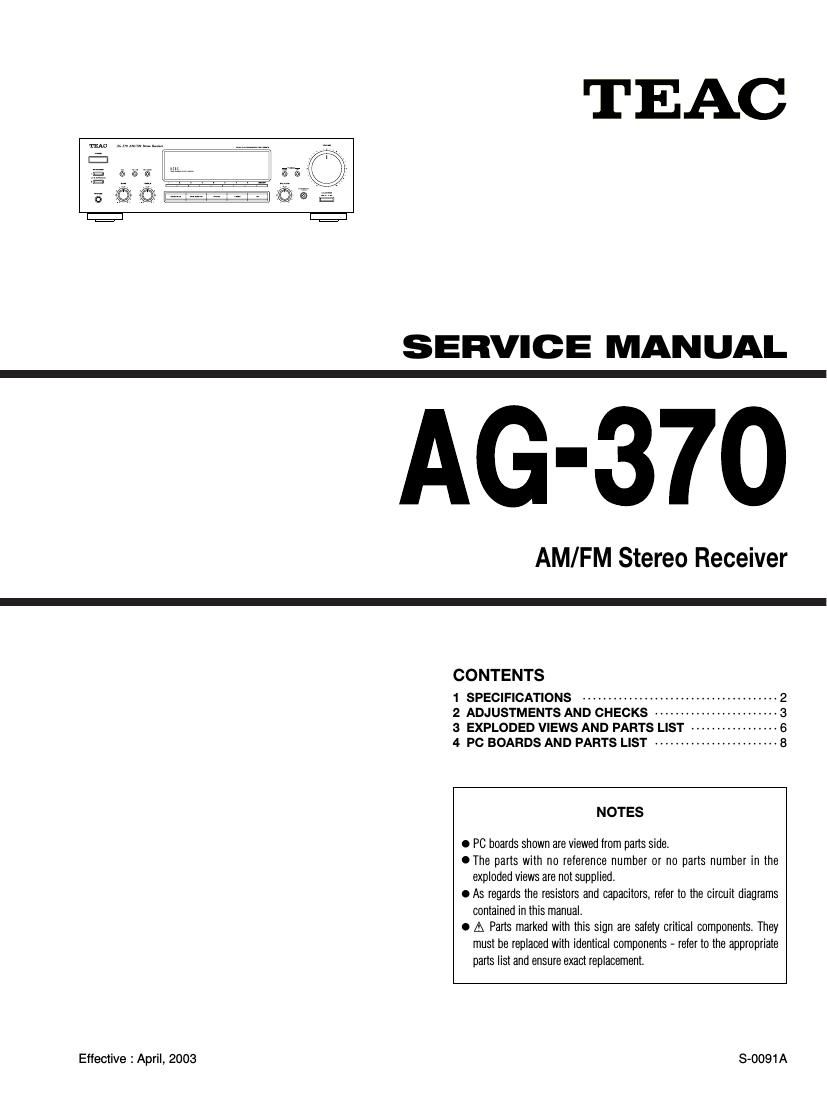 Teac AG 370 Service Manual