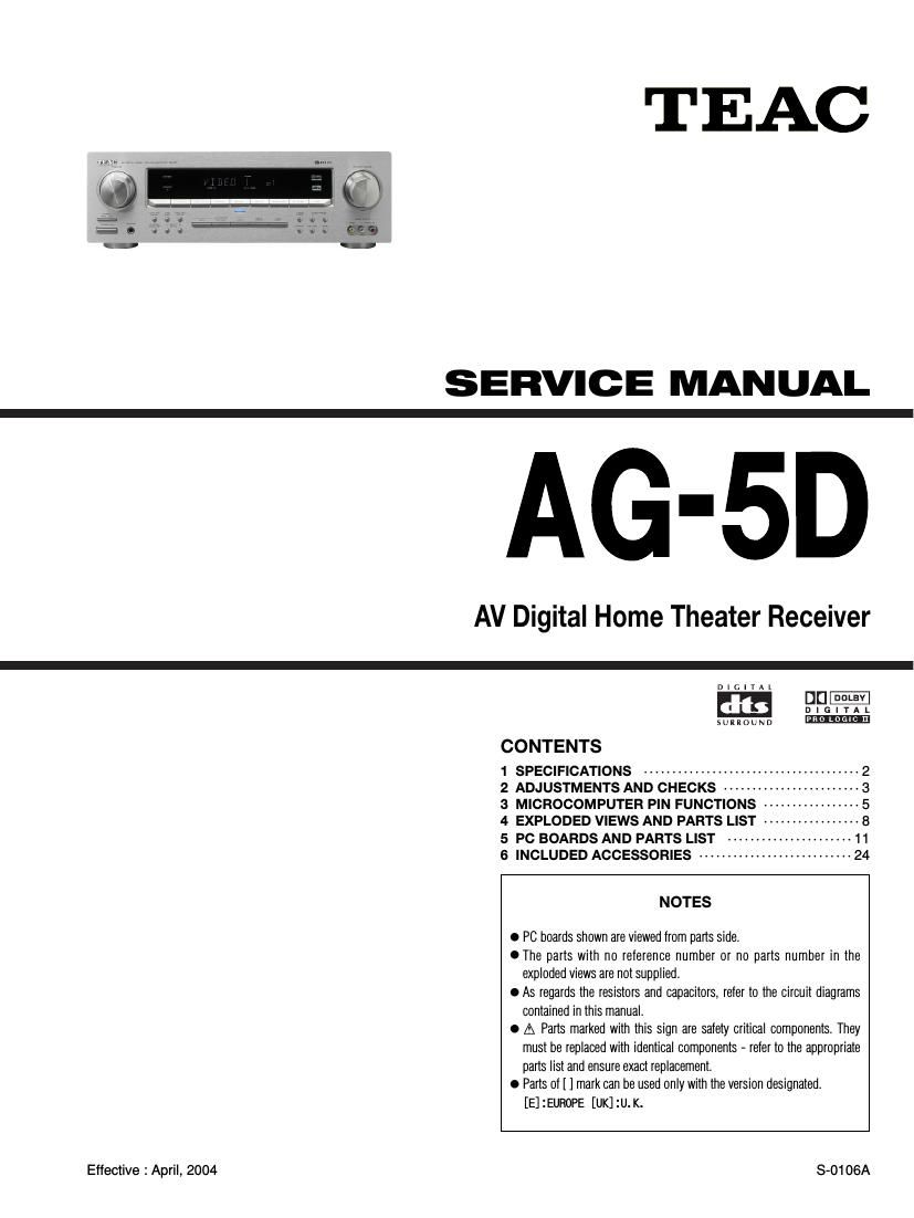 Teac AG 5 D Service Manual