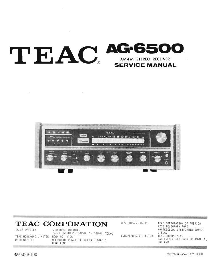 Teac AG 6500 Service Manual