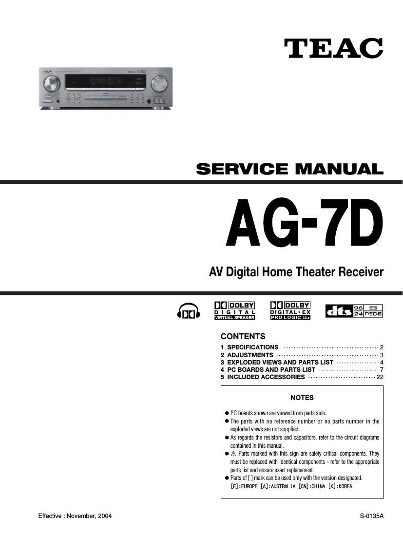 Teac AG 7 D Service Manual
