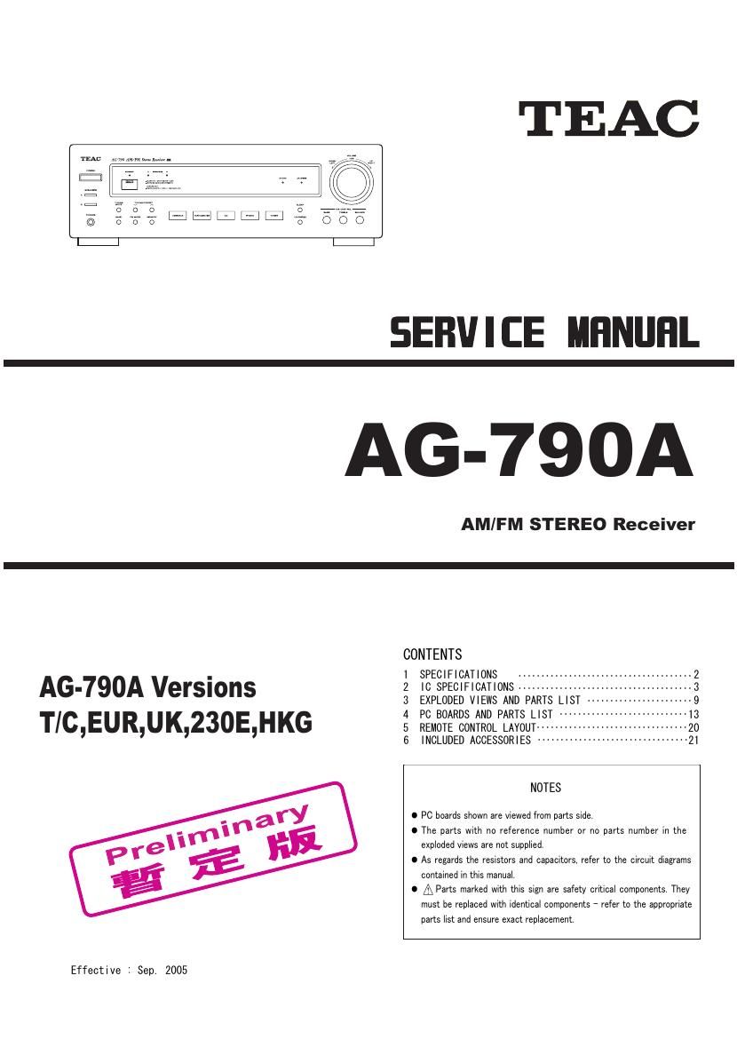Teac AG 790 A Service Manual
